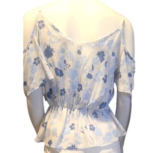 Woman Blue and White Top